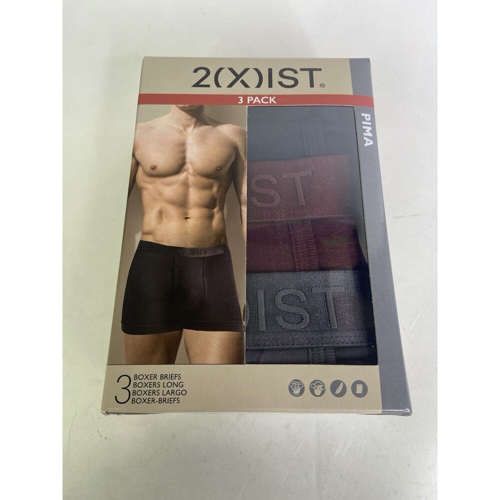 2xist Pima Cotton 3 Piece Multicolor Boxer Briefs Underwear Mens Size S